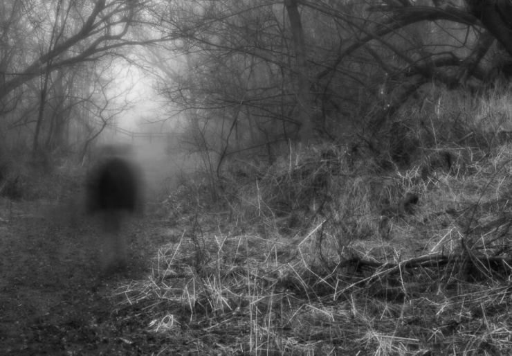 A ghostly figure walks down the bed of the 1840's Erie Canal.